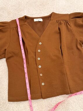 VBrown Button-Front Women's Top